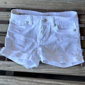 Lucky brand girls white denim shortie shorts, size 6, like new